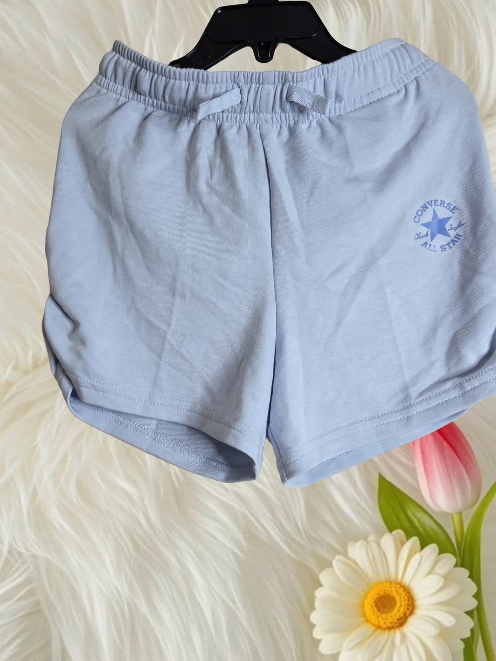 Converse Pale Blue And Pink Kid’s Athletic Drawstring Shorts Bundle of Size 5&6